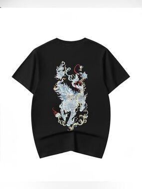 NIEPCE Men's XL Black Embroidered Graphic T-Shirt Short Sleeve XL (ET-517)